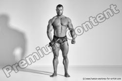 Underwear Man White Moving poses Muscular Short Brown Dynamic poses Academic